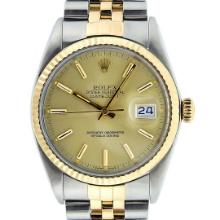 Rolex Men's Two Tone Champagne Index Datejust Wristwatch