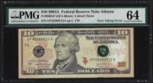 2004A $10 Federal Reserve Over Inking Error Note Fr.2039-F PMG Choice Uncirculated 64