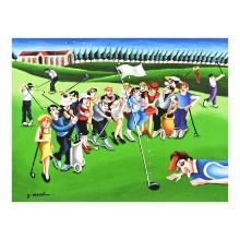 Yuval Mahler "Playing Golf" Limited Edition Giclee On Canvas