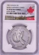 1983 $1 Proof Canada World University Games Silver Dollar Coin NGC PF70 Ultra Cameo