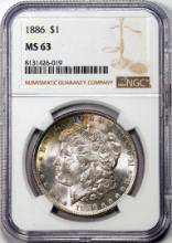 1886 $1 Morgan Silver Dollar Coin NGC MS63 Nice Toning