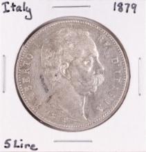 1879 Italy 5 Lire Silver Coin