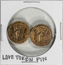 1878 $2 1/2 Liberty Head Two Coin Love Token Pin