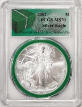 2002 $1 American Silver Eagle Coin PCGS MS70 Direct From U.S. Mint Sealed Box