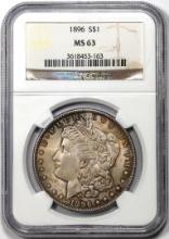 1896 $1 Morgan Silver Dollar Coin NGC MS63
