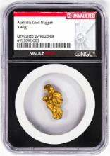 3.40 Gram Australia Gold Nugget NGC Vaultbox Unvaulted