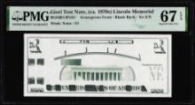 Circa 1970's Lincoln Memorial Giori Test Note PMG Superb Gem Uncirculated 67EPQ