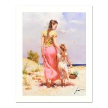 Pino (1939-2010) "Seaside Walk" Limited Edition Giclee On Paper