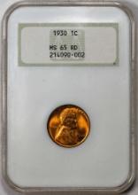 1930 Lincoln Wheat Cent Coin NGC MS65RD Old Fatty Holder