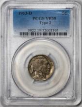 1913-D Type 2 Buffalo Nickel Cent Coin PCGS VF35
