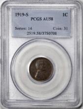 1919-S Lincoln Wheat Cent Coin PCGS AU58
