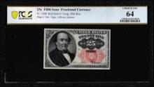 1874 Fifth Issue Twenty-Five Cents Fractional Currency Note Fr.1308 PCGS Choice Unc 64