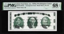 Circa 1970's Washington Center Giori Test Note PMG Superb Gem Uncirculated 68EPQ