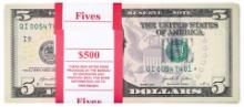 Pack of (100) Consecutive 2021 $5 Federal Reserve Star Notes