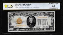 1928 $20 Gold Certificate Note Fr.2402 PCGS Extremely Fine 40