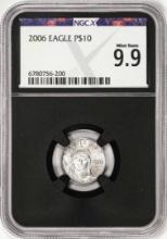 2006 $10 American Platinum Eagle Coin NGCX Mint State 9.9