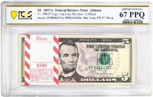 Pack 2017A $5 Federal Reserve STAR Notes Atlanta Fr.1998-F* PCGS Superb Gem UNC 67PPQ