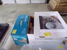 Box of Assorted Colectible Dishes and a Pro Relief Plus Double Hand Massage