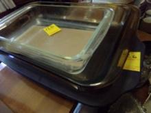 (3) Pyrex Baking Dishes, Clear 7X11, Smokey 14'' X 9'' and 16'' X 9'' With