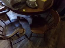 48'' Round Dining Table With (4) Leaves and (6) Chairs (2) With Arms (4) Wi