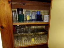 Contents of 3 Shelves in Corner (To Right of Sink) Glasses, Small Mugs, Reg