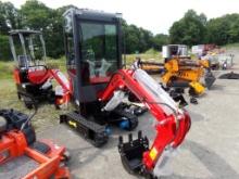 New Miva VA13C Enclosed Cab Mini Excavator with Gas Engine, Grader Blade, 1