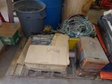 Pallet Of Misc Wire, Light Fixtures, Etc. (Shop)