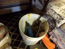 Bucket with (3) grease guns (Ft Living Room)