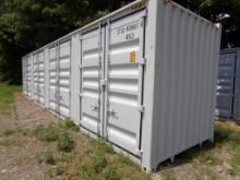 New 40' Storage Container with (4) Side Access Doors, Swing Out Doors on 1