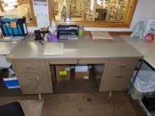 5' Steel Office Desk, 5-Drawers and 4-Drawer Steel File Cabinet In Upstairs