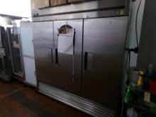 True 3-Door Commercial Stainless Steel Freezer, 79'' Long, 80'' Tall, 30''