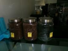 (3) Large Mason Jar Cookie Jars (2) ARe Full Of Coffee Beans