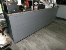 Grey Serving Counter w/Granite Top, 100'' Long, 27'' Wide w/Extra 27''x27''