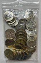 $16.50 face value in 40% 1968D Kennedy Silver half dollars, AU-BU. (33 pieces)