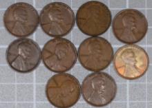 (10) 1909 VDB Lincoln cents