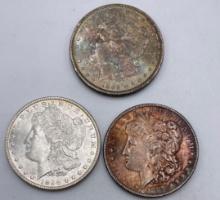 1885, 1889 & 1898 Morgan Silver dollars (3 pieces total).