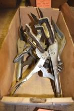 BOX OF ASSORTED VISE GRIP LOCKING CLAMPS