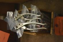 BOX OF CLECO TOOLS AND FASTENERS