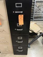 BLACK METAL FILE CABINET WITH FOUR DRAWERS WITH KEY,