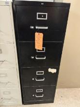 BLACK METAL FOUR DRAWER FILE CABINET, 27" X 18" x