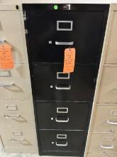 BLACK METAL FOUR DRAWER FILE CABINET, 25" x 15" x