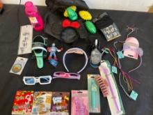 Glasses, hair brush, claw clips, patches and more