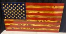 American Flag Wood burned Flag