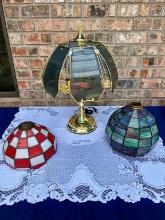 Pair Stained Glass Lamp Shades And Lamp