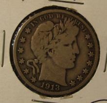 1913 BARBER HALF DOLLAR VG