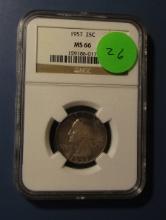 1957 WASHINGTON QUARTER NGC MS-66