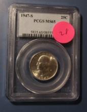 1947-S WASHINGTON QUARTER PCGS MS-65