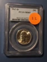 1947-D WASHINGTON QUARTER PCGS MS-65