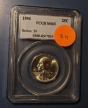 1956 WASHINGTON QUARTER PCGS MS-65