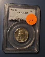 1955-D WASHINGTON QUARTER PCGS MS-65